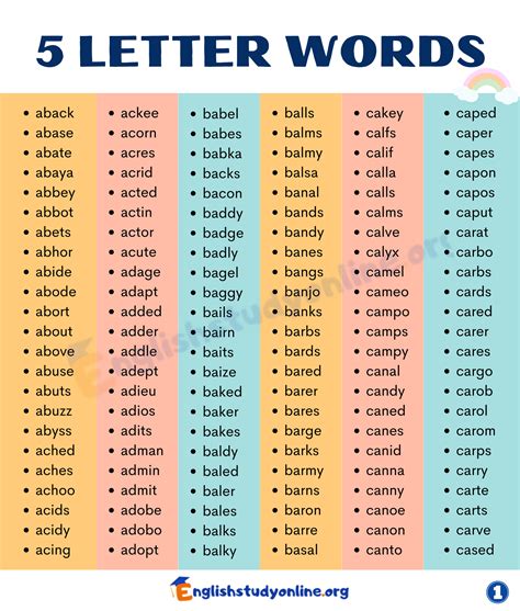 5 Words with S and B Combinations