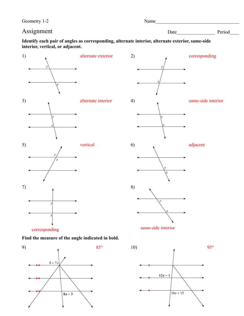 Worksheet 4 5 In 1 8 Find Each Angle Measure Answers Angleworksheets Com