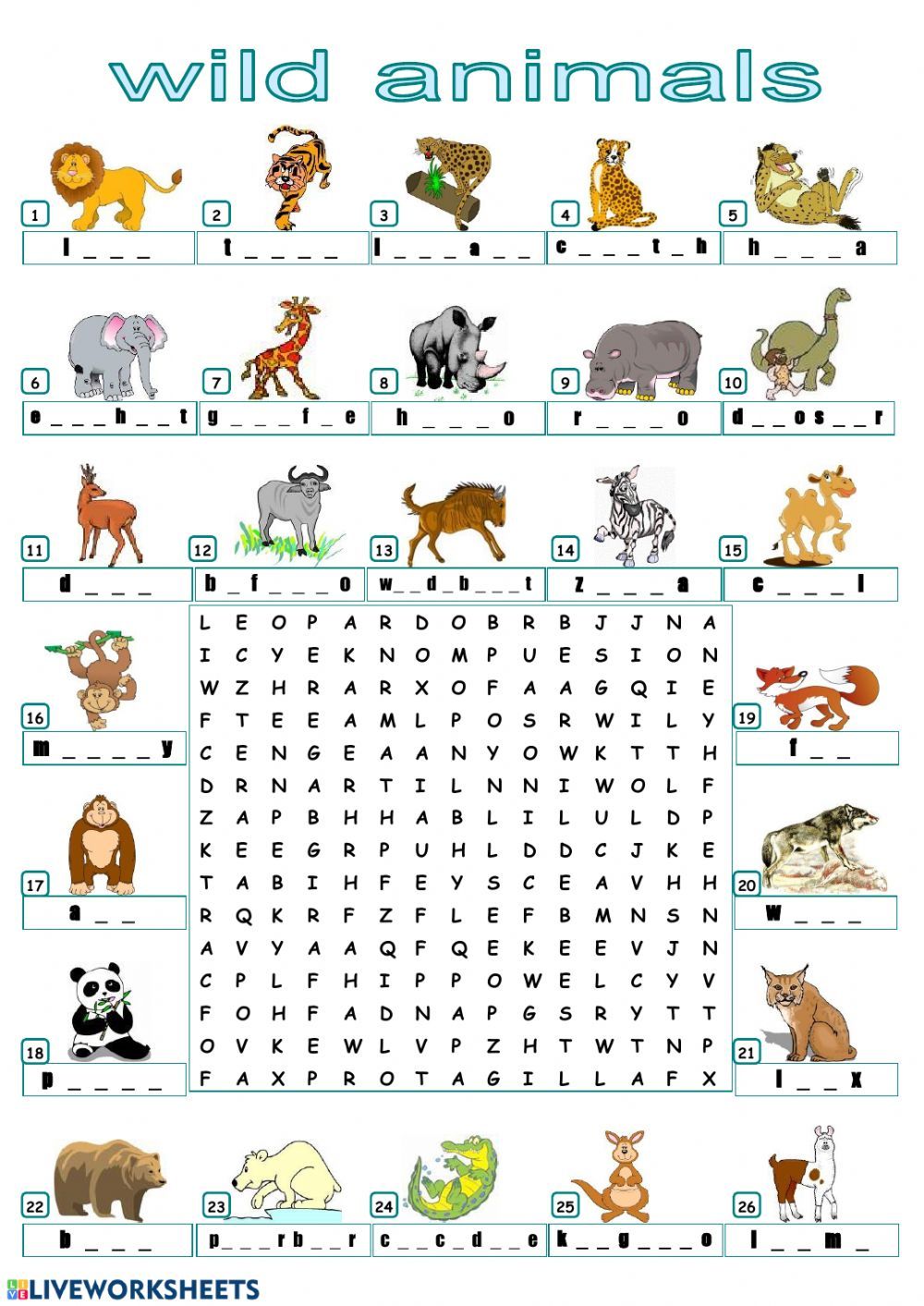 Worksheet About Animals For Kids Interactive Worksheet English