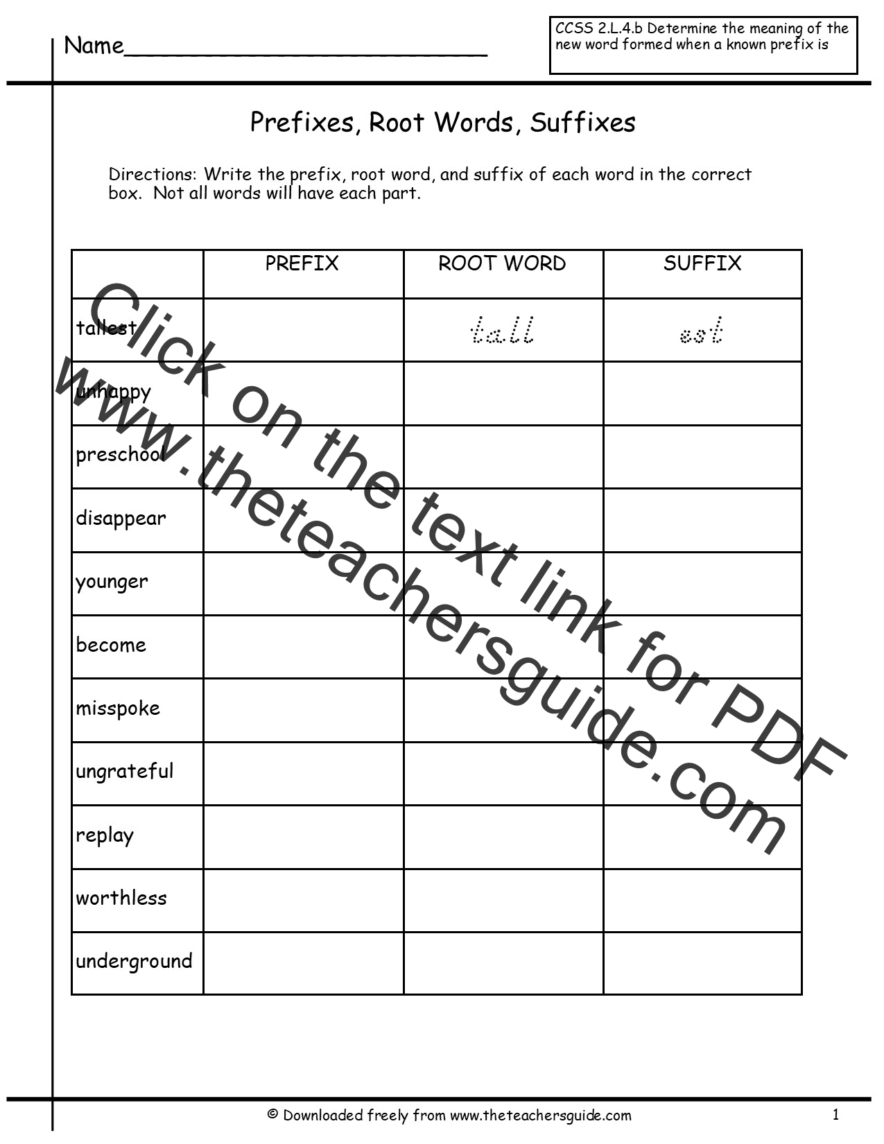 Worksheet About Suffixes And Prefixes