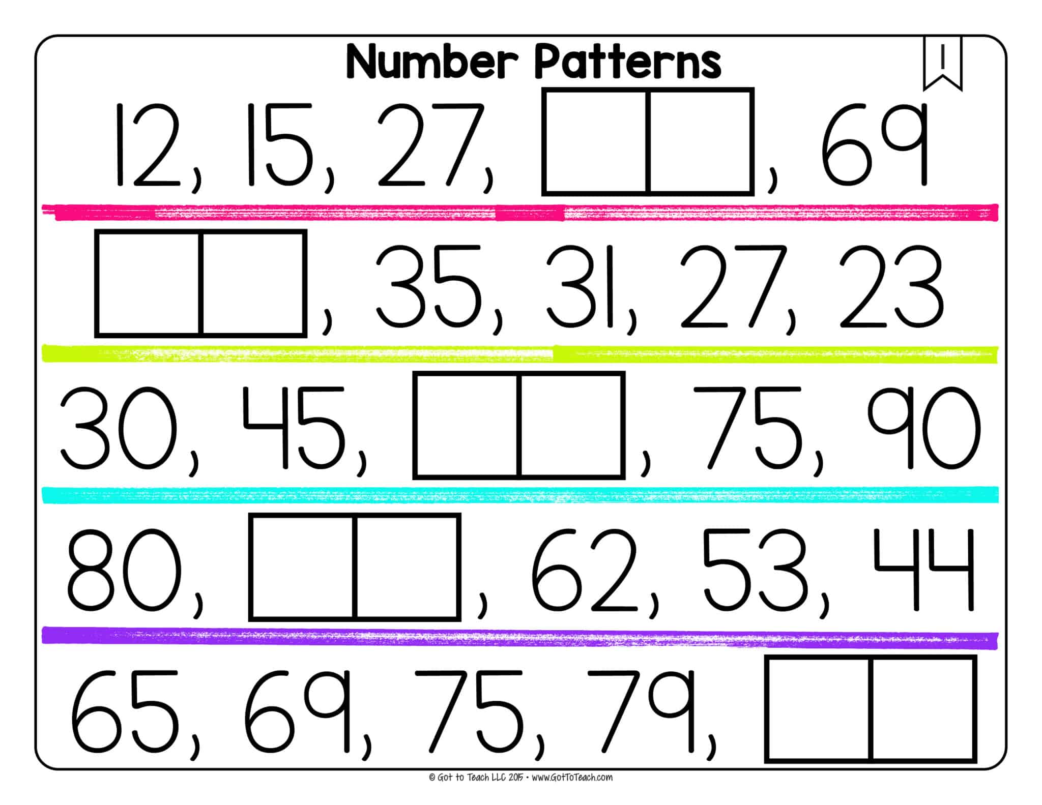 Worksheet Number Patterns Students Will Find The Rule And Follow