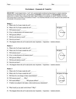 Worksheet Osmosis And Tonicity