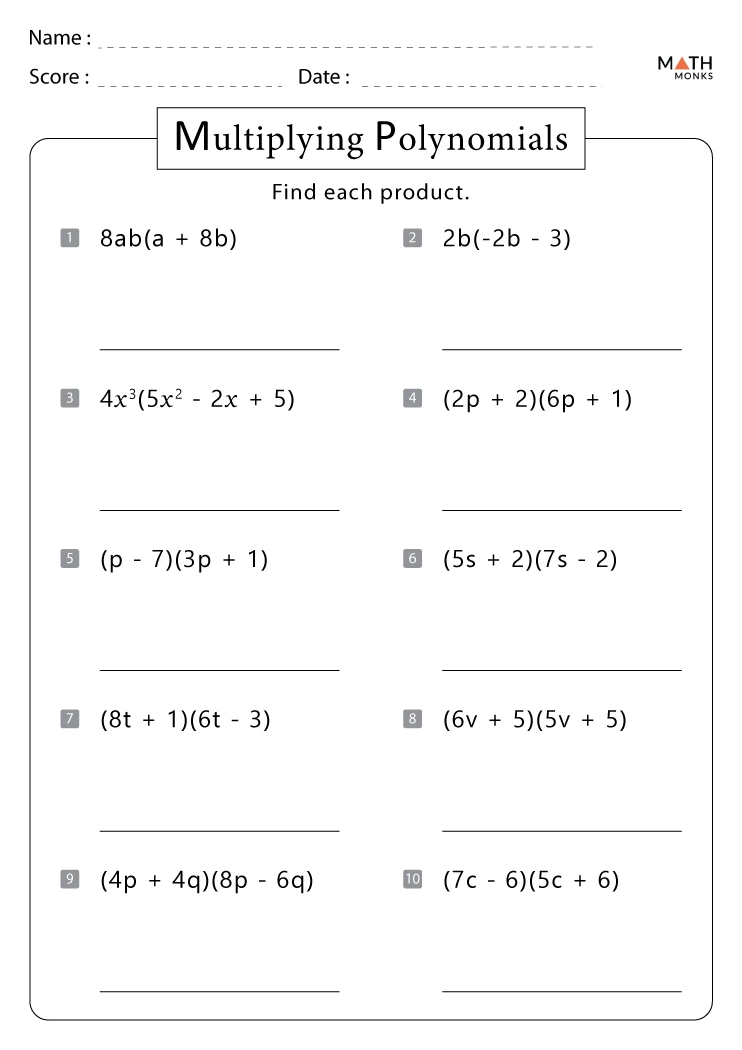 Worksheet Polynomials Multiply Binomials And Trinomials Foil