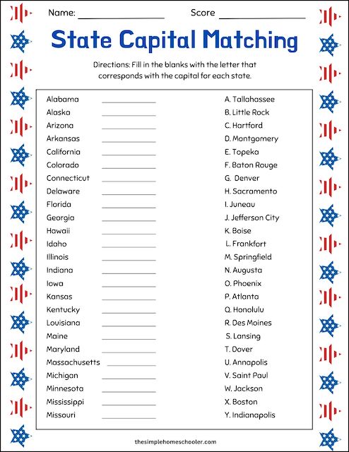 Boost Your Geography Skills: USA States & Capitals Worksheet