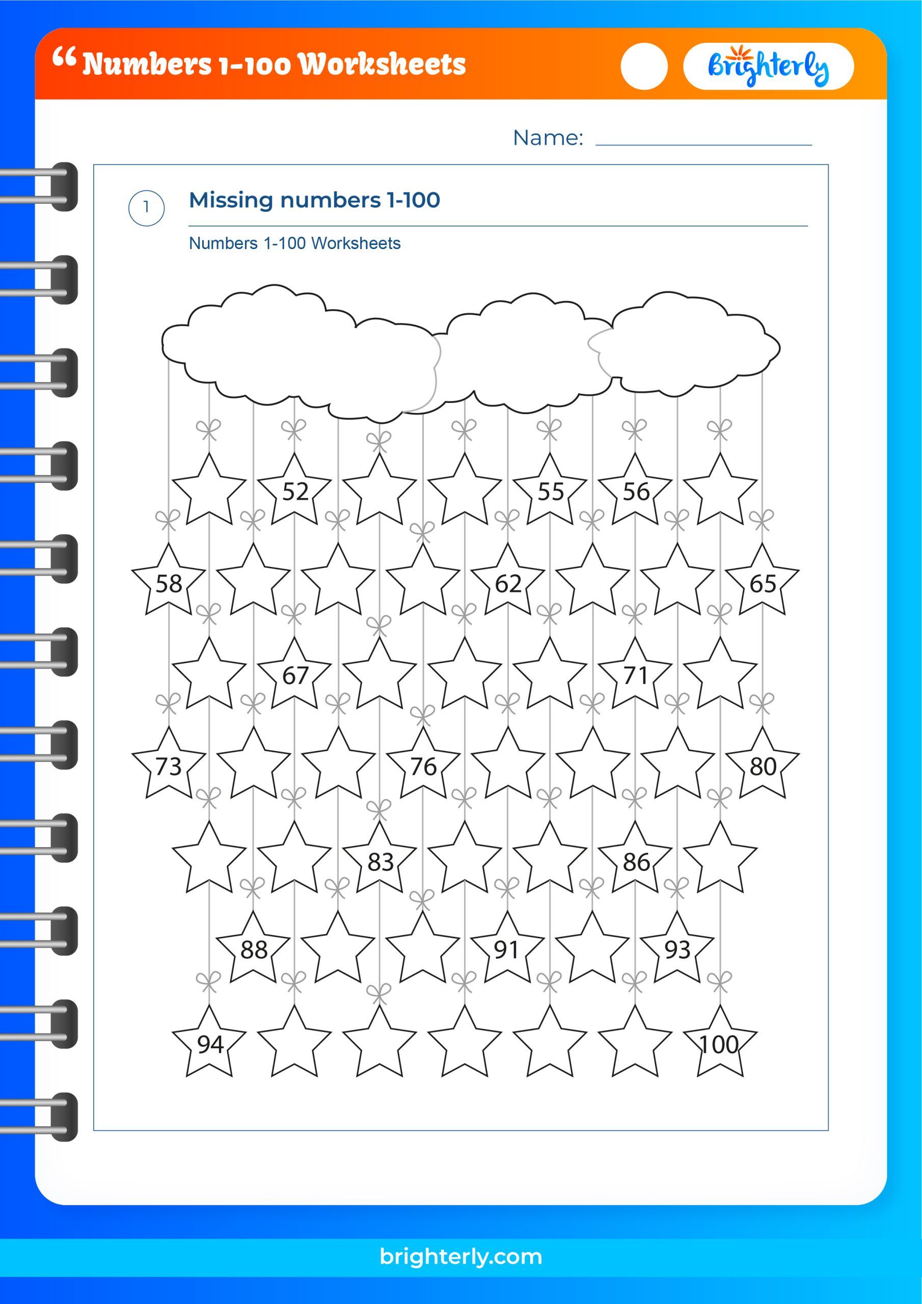 Mastering Numbers 1-100: Printable Worksheet for Kids