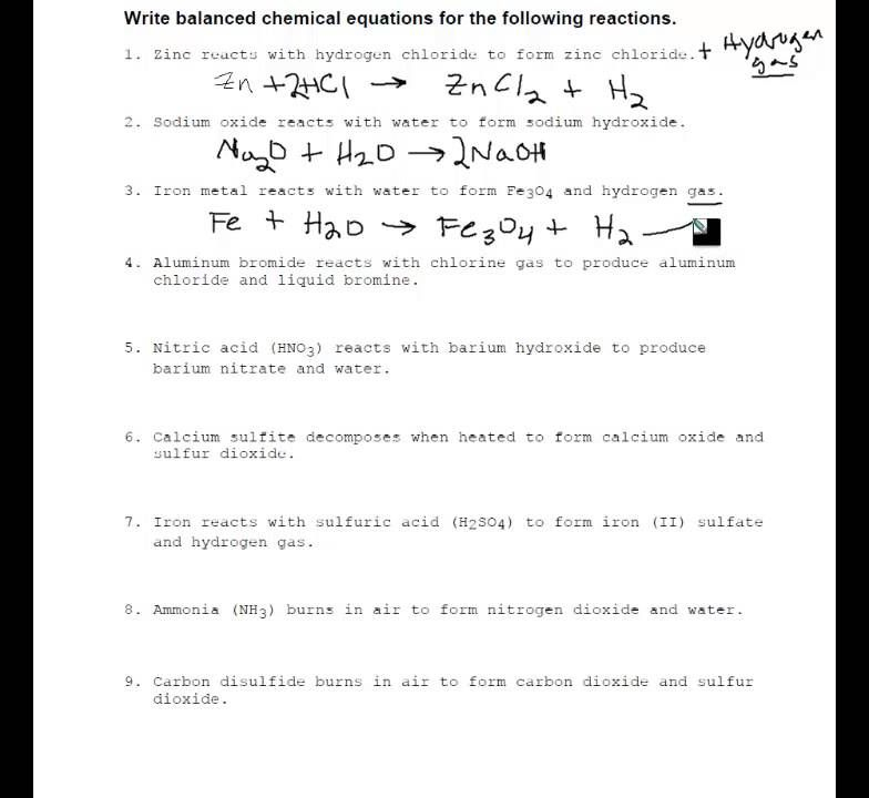 Worksheet Word Equations Chemistry Answers Chemistryworksheet Com