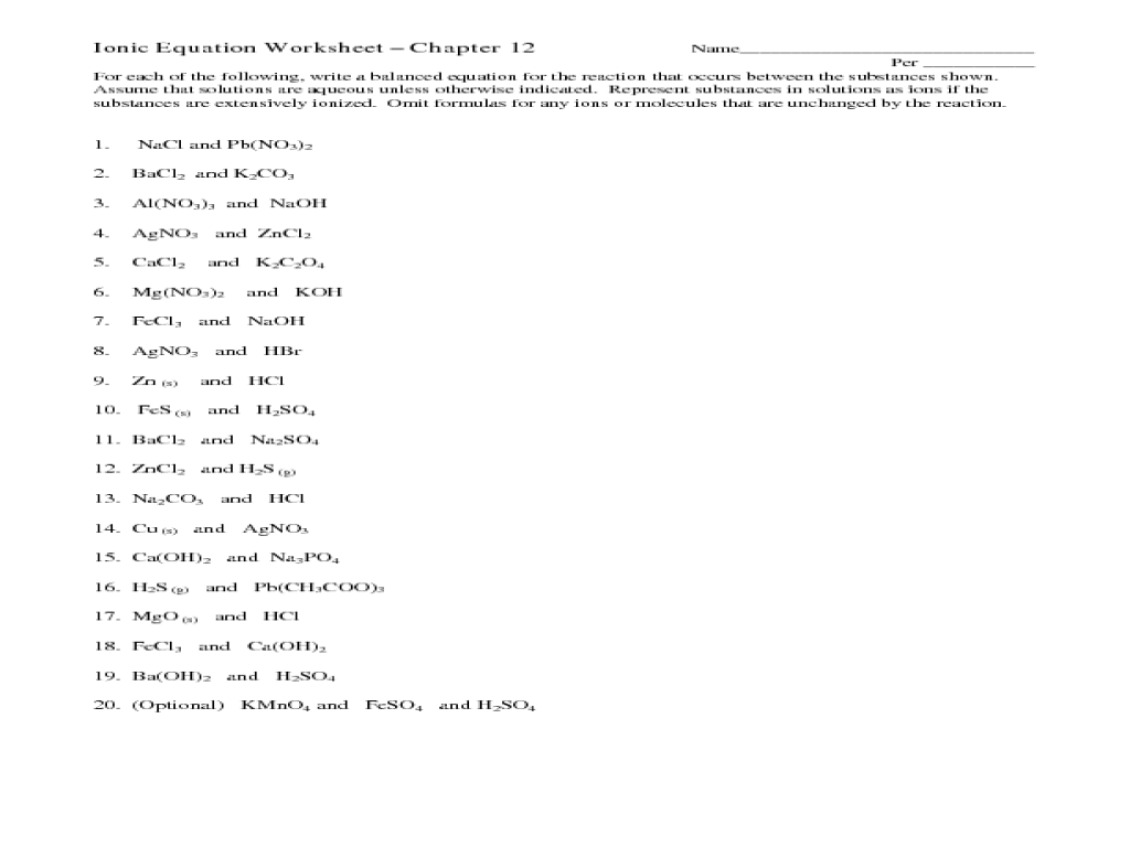 Worksheet Writing Net Ionic Equations Worksheet Grass Fedjp Worksheet Study Site