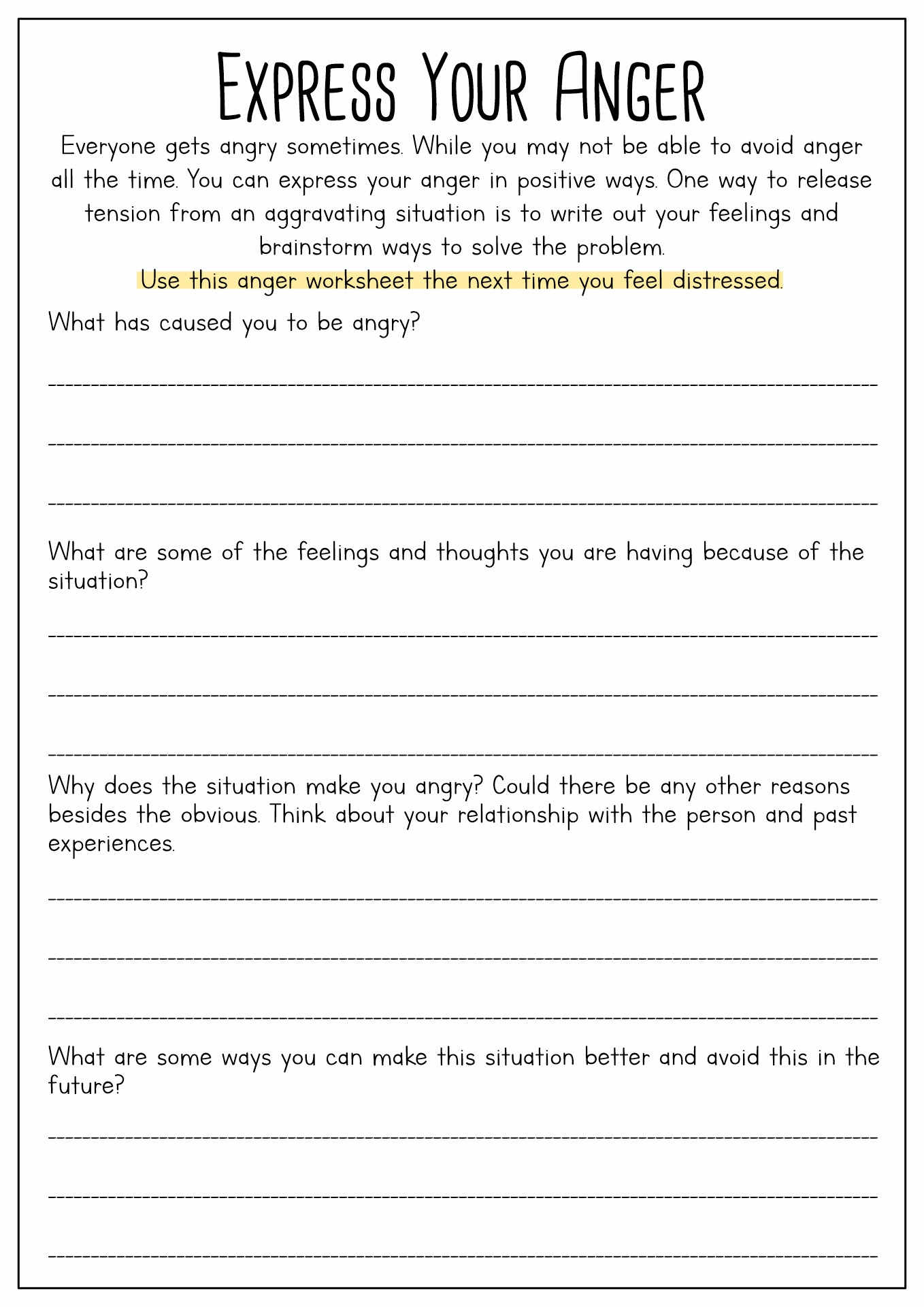 Effective Anger Management Worksheets for Better Control