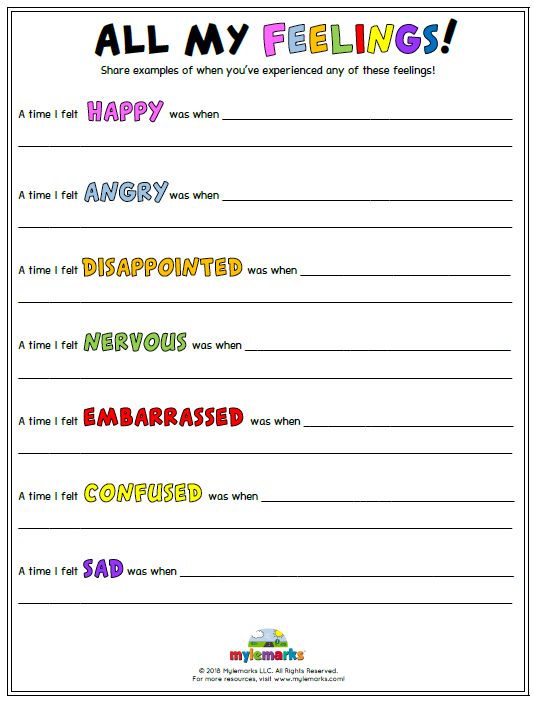 Worksheets For Kids To Express Feelings