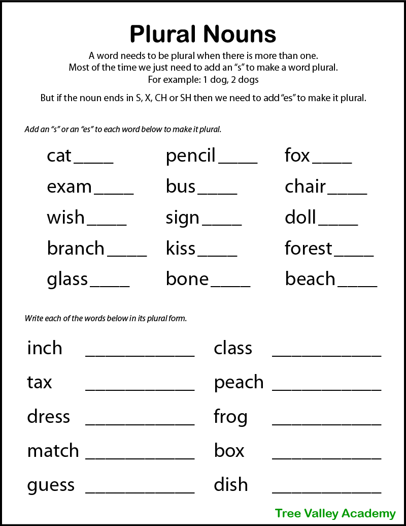 Free Printable Worksheets for Mastering Plural Nouns