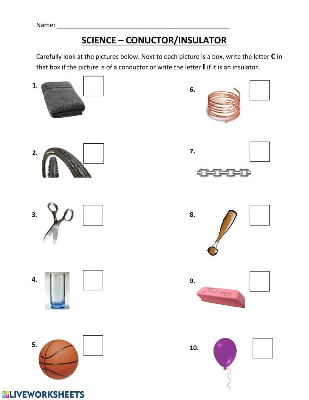 Explore Fun Worksheets on Conductors and Insulators