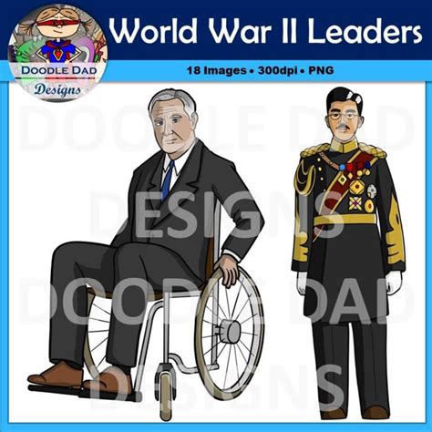 World War Ii Leaders Clip Art World War 2 Roosevelt Etsy