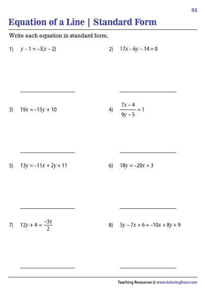 Writing Equations In Standard Form Worksheet Pdf Equations Worksheets