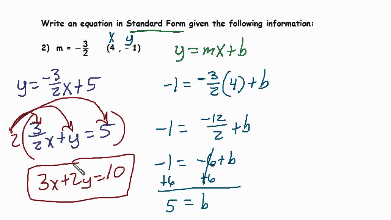 Writing Linear Equations In Proper Standard Form Youtube