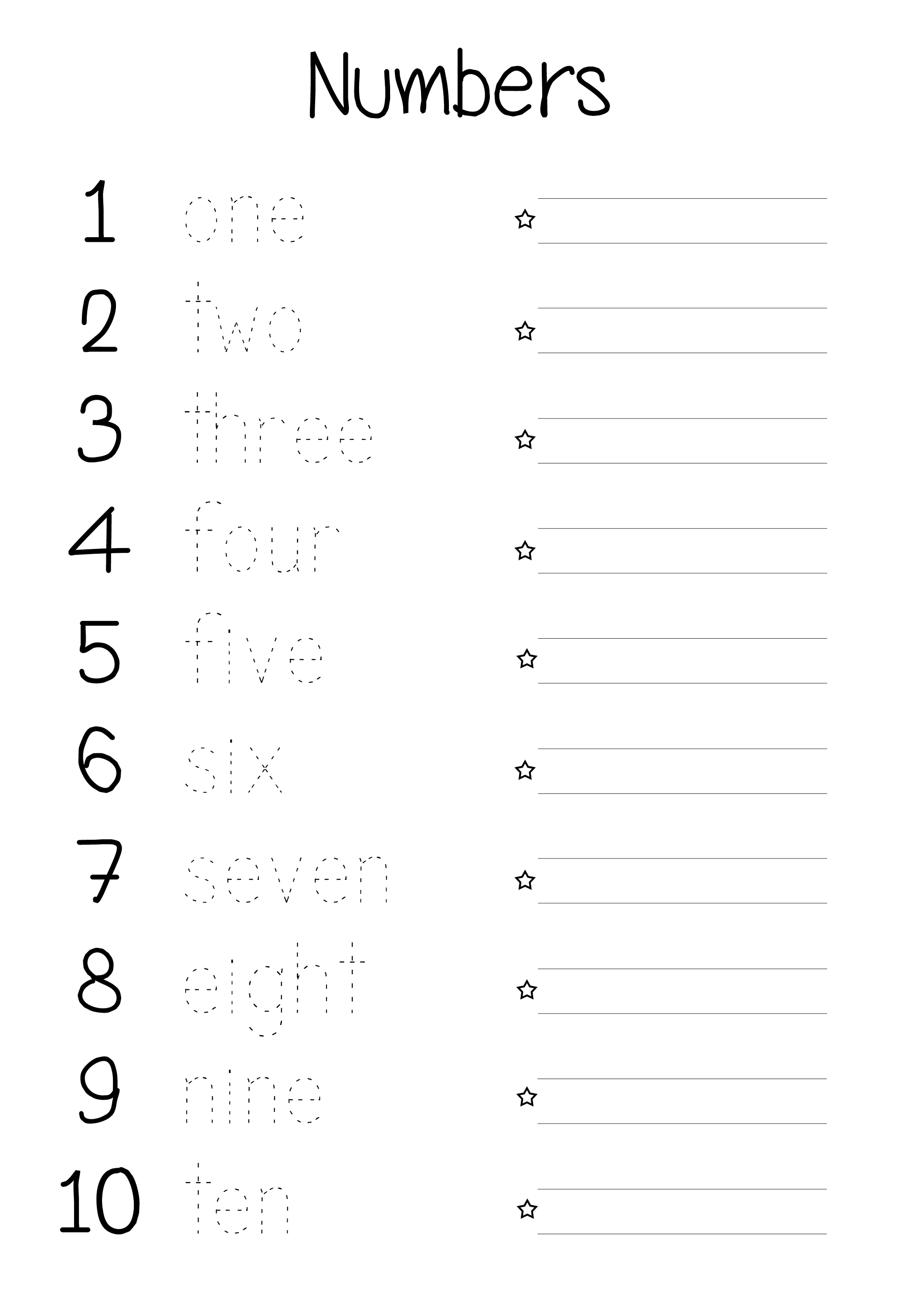 Writing Number Words Printable