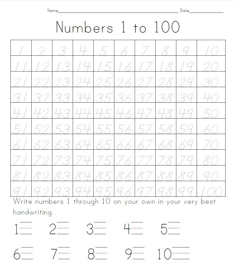 Writing Numbers 1 100 Worksheet