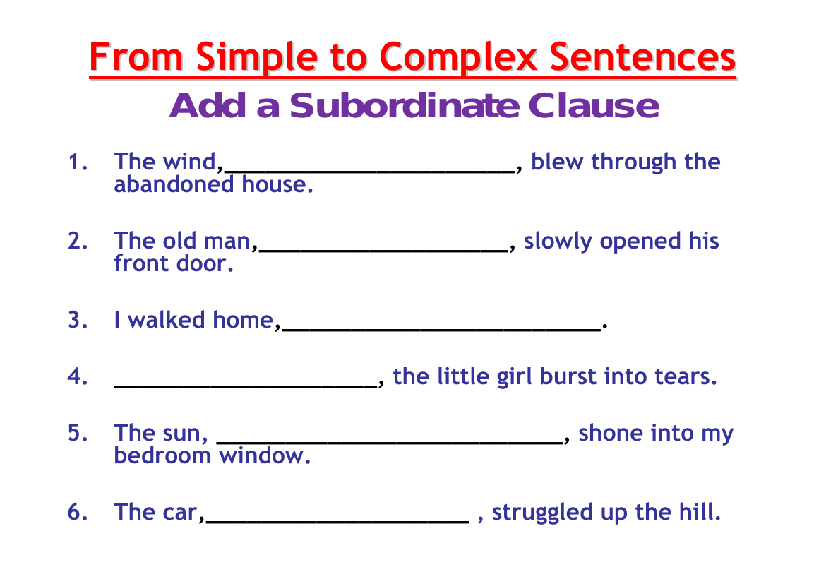 Writing To Entertain Lesson 7 From Simple To Complex Sentences