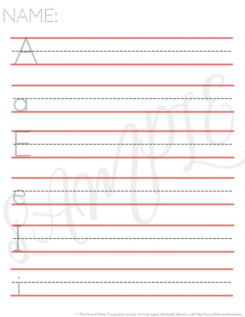 Writing Vowels Worksheets