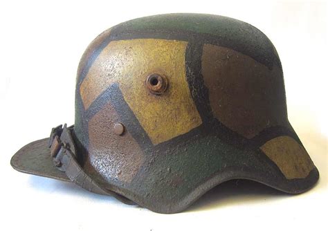 Wwi German M18 Helmet Cut Out Camouflage Paint