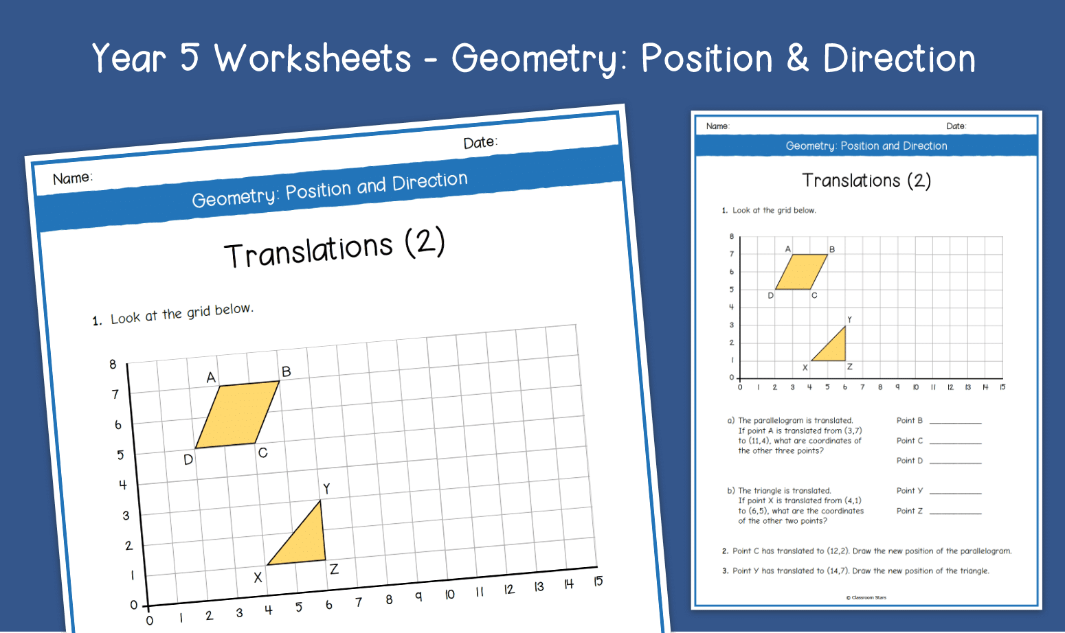 Year 5 Translations Of Shapes Coordinates Worksheets Ks2 Geometry