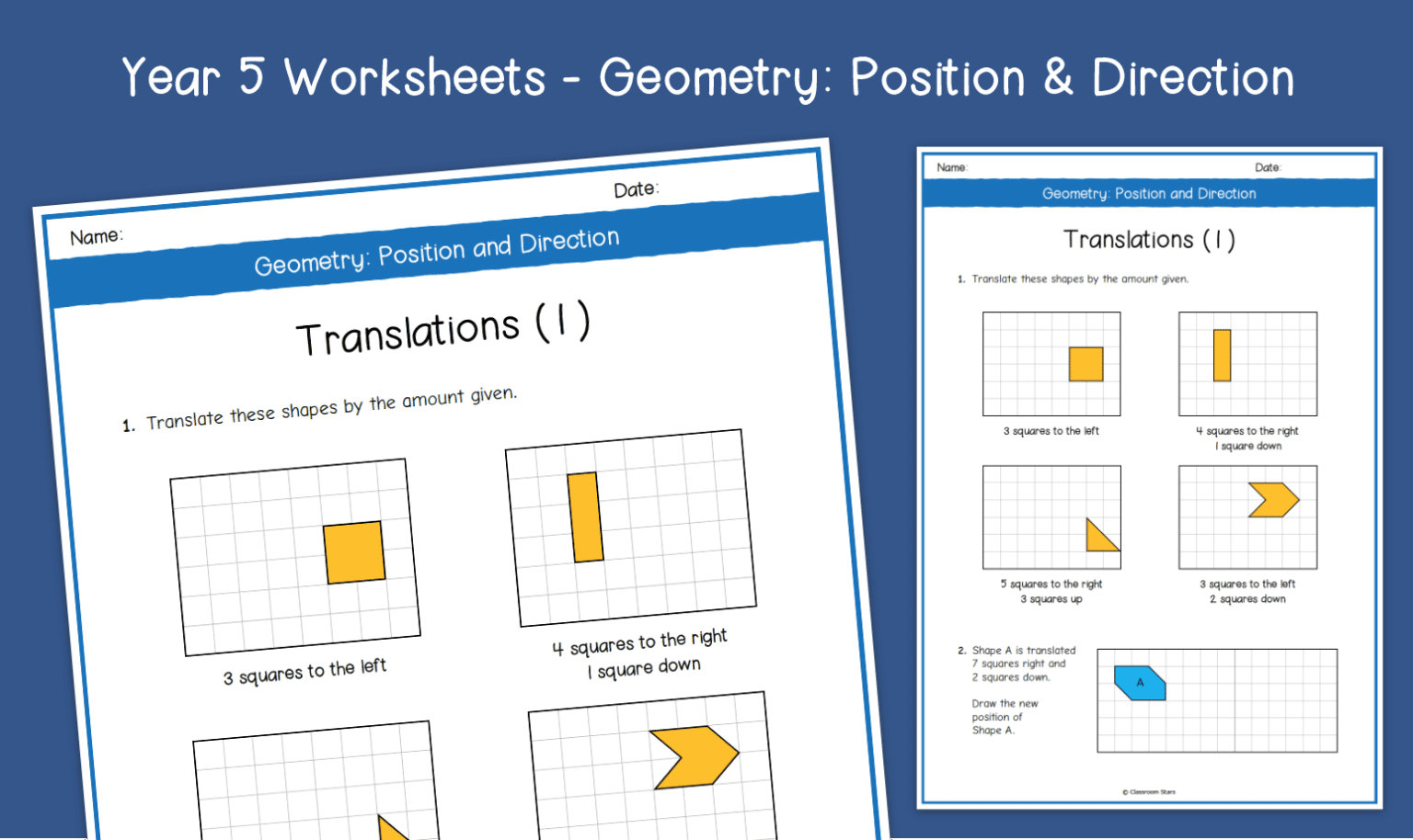 Year 5 Translations Of Shapes Part 1 Worksheets Ks2 Geometry