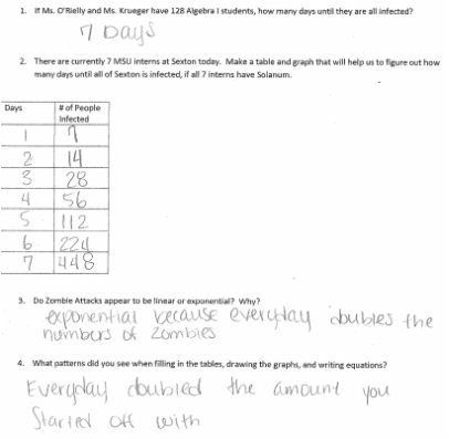 Zombie Attack Math Worksheet